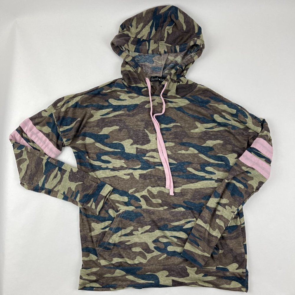 Derek Heart Womens Hoodie Green Camo Medium - Picture 3 of 8